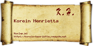 Korein Henrietta névjegykártya